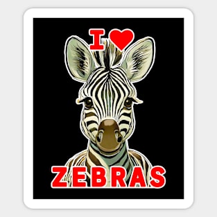 🦓 I Love Zebras! Cute Kawaii Baby African Animal, Zebra Sticker